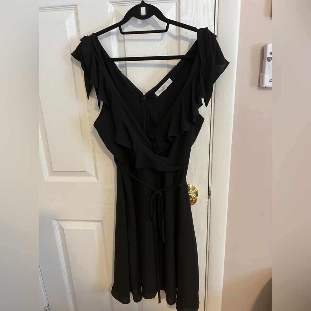 Loft black faux wrap dress in size 18 in black
